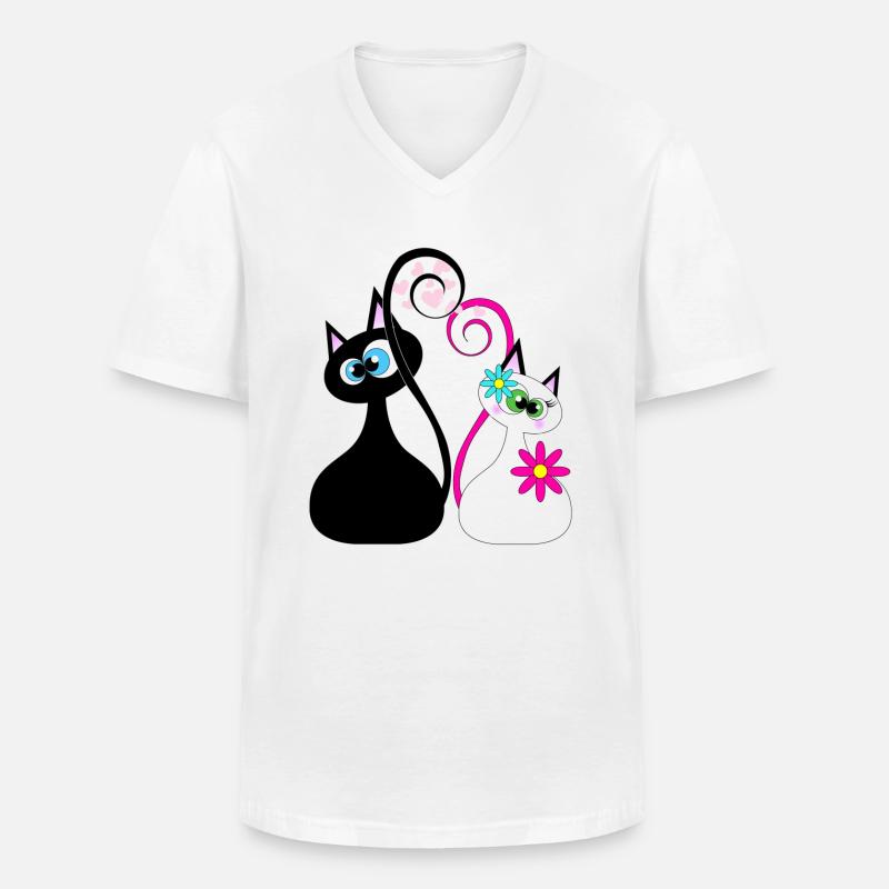 Katzendame Katzengesicht - Männer-T-Shirt mit V-Ausschnitt - Weiß