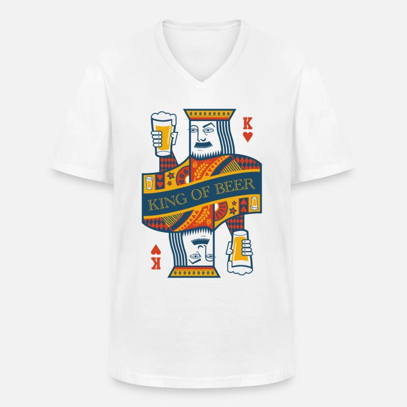 KÖNIG VON BIER - Männer-T-Shirt mit V-Ausschnitt - Weiß
