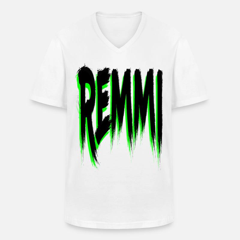REMMI - Männer-T-Shirt mit V-Ausschnitt - Weiß