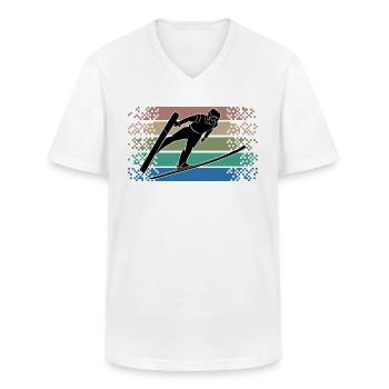 Ski Jumper Retro - Men's V-Neck T-Shirt - white - Front - AI Model Male 185 light (185cm)