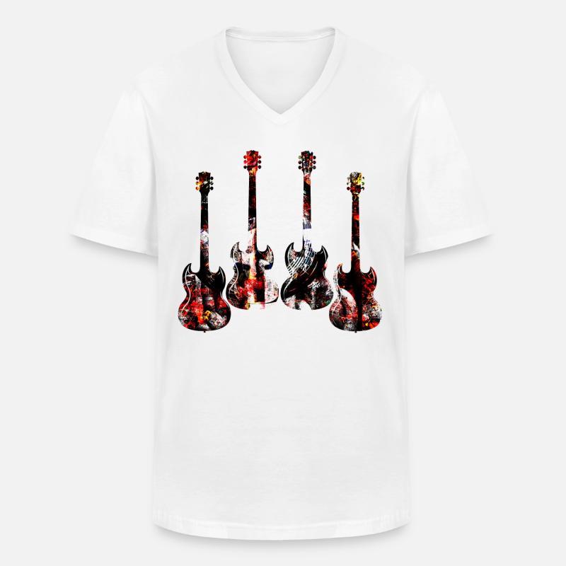 Cool Guitars - Männer-T-Shirt mit V-Ausschnitt - Weiß