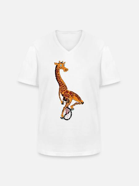 Unicycle, unicycle giraffe - Men's V-Neck T-Shirt - white