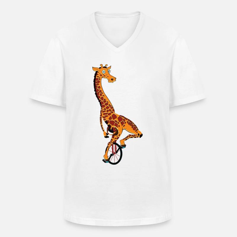 Einrad, Einrad Giraffe - Männer-T-Shirt mit V-Ausschnitt - Weiß