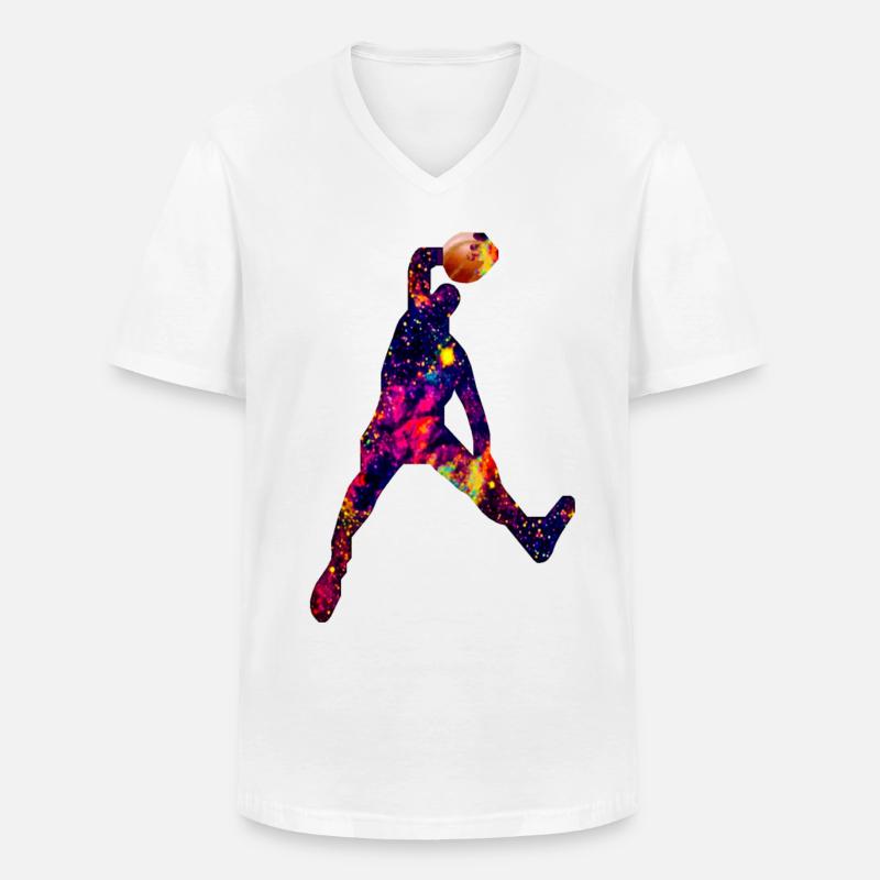 Dave Dunking Galaxy - Männer-T-Shirt mit V-Ausschnitt - Weiß