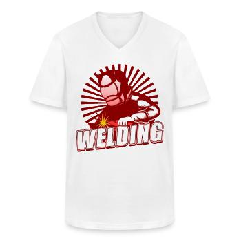 Welding - Men's V-Neck T-Shirt - white - Front - AI Model Male 185 light (185cm)
