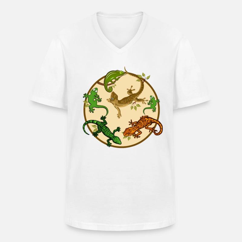 Gecko Eidechse - Männer-T-Shirt mit V-Ausschnitt - Weiß