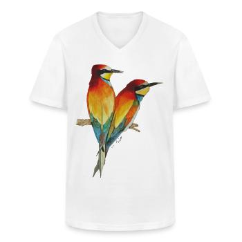 Guêpiers Oiseaux Oiseau de paradis - T-shirt col V Homme - blanc - Devant - AI Model Male 185 light (185cm)