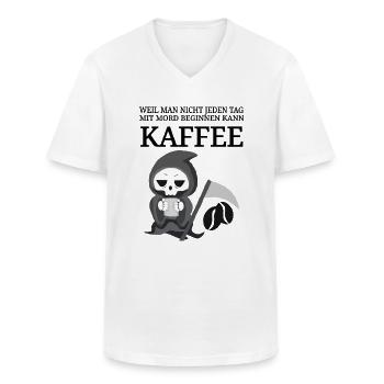 lustiger Kaffee Spruch Kaffeespruch Coffee Tod - Männer-T-Shirt mit V-Ausschnitt - Weiß - Vorne - AI Model Male 185 light (185cm)