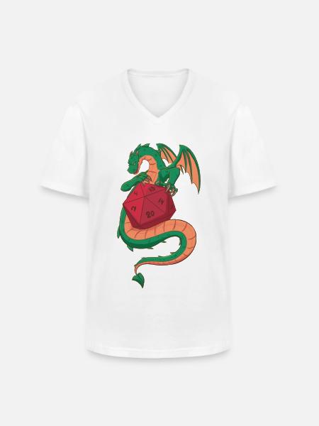 Dragon & D20 (Rollenspiele) - Männer-T-Shirt mit V-Ausschnitt - Weiß