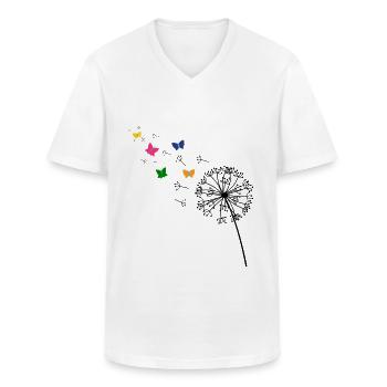 Papillons de pissenlit | Spores volantes - T-shirt col V Homme - blanc - Devant - AI Model Male 185 light (185cm)
