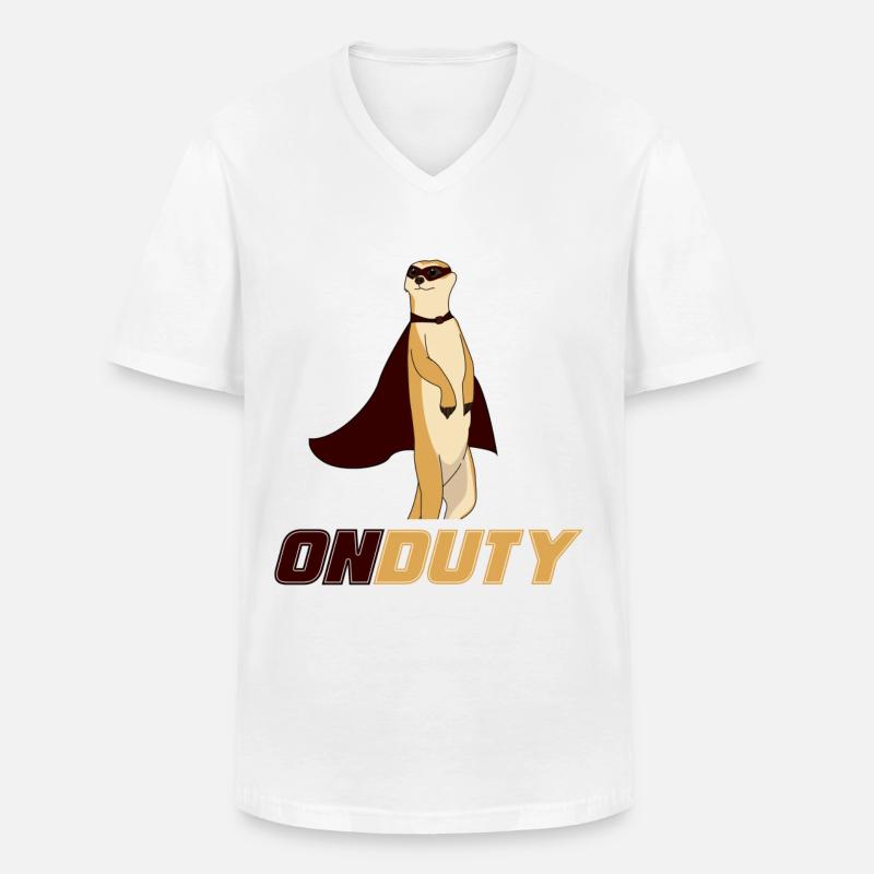 Erdmännchen, Erdmännchen relaxen, Meerkat - Männer-T-Shirt mit V-Ausschnitt - Weiß
