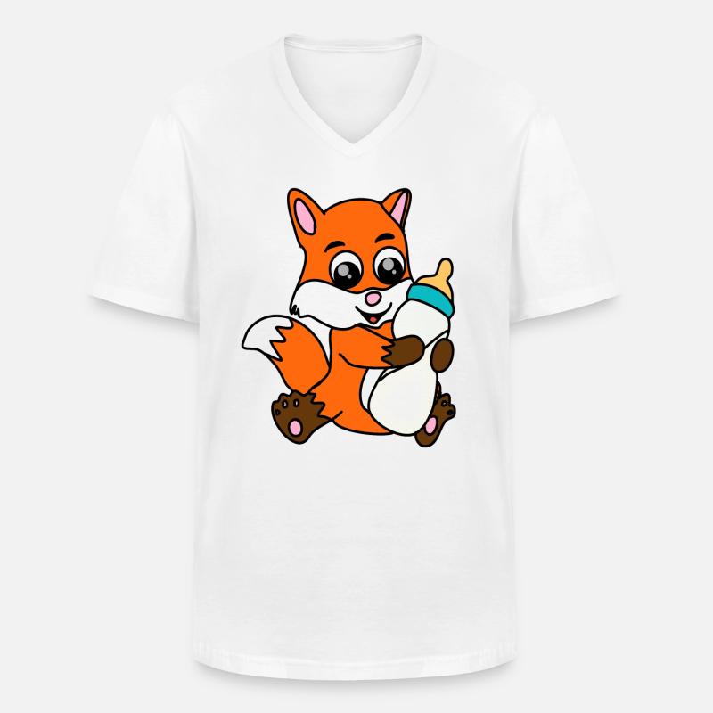 Fuchs - Männer-T-Shirt mit V-Ausschnitt - Weiß