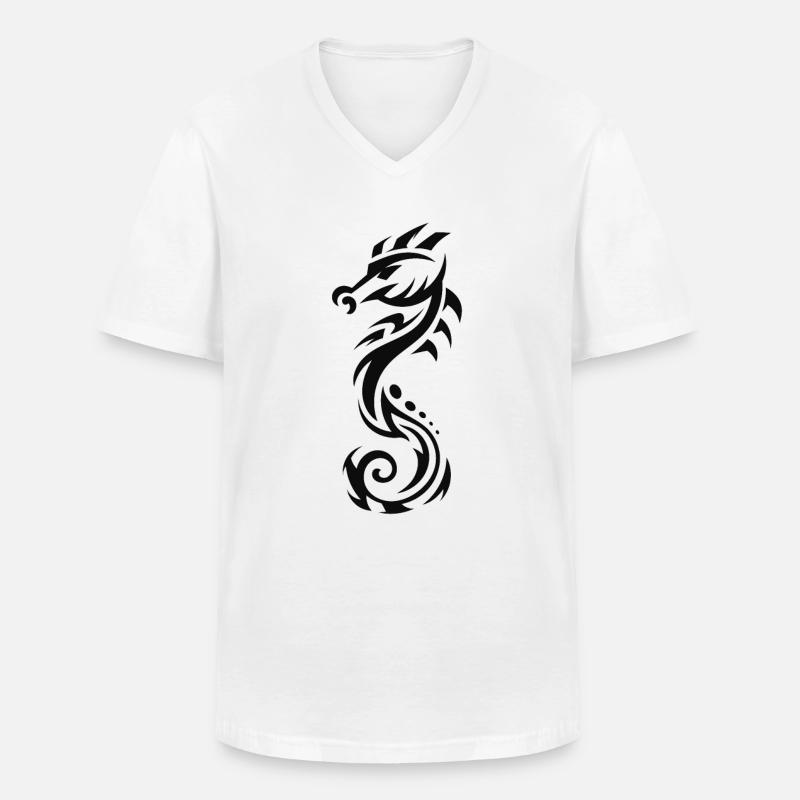 Seepferdchen | Tier - Männer-T-Shirt mit V-Ausschnitt - Weiß