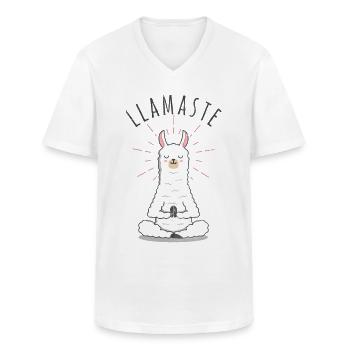 Llamaste Namaste Llama Lama Yoga Meditation - Männer-T-Shirt mit V-Ausschnitt - Weiß - Vorne - AI Model Male 185 light (185cm)