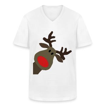 Rentier Reindeer Red Nose Rudi Weihnacht Geschenk - Männer-T-Shirt mit V-Ausschnitt - Weiß - Vorne - AI Model Male 185 light (185cm)