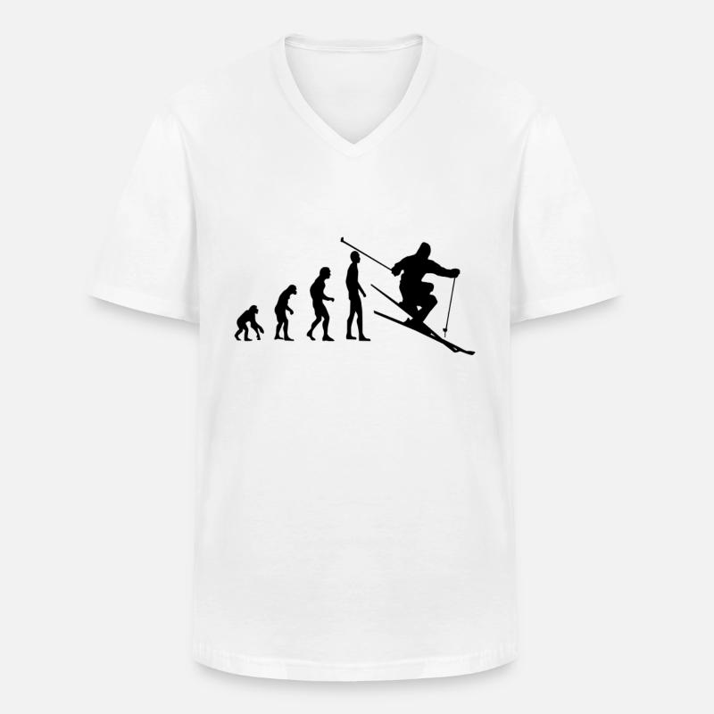 Evolution Ski - Männer-T-Shirt mit V-Ausschnitt - Weiß