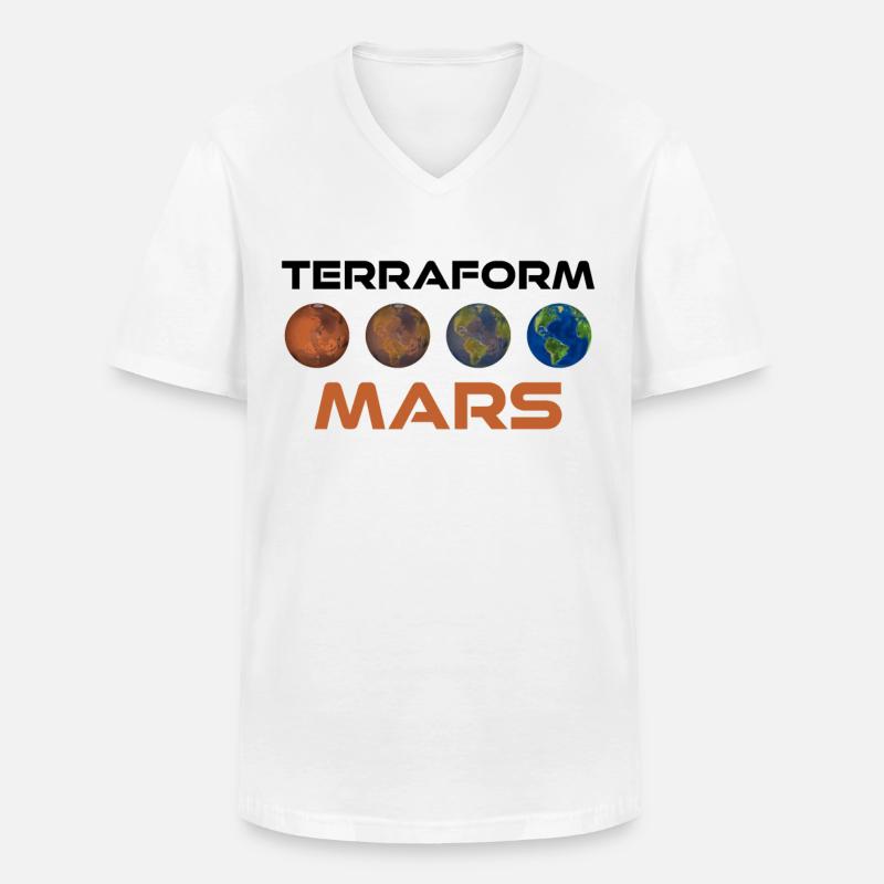 Terraform Mars - Männer-T-Shirt mit V-Ausschnitt - Weiß