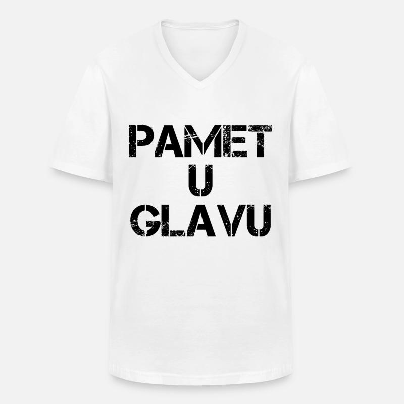 Pamet u glavu - Männer-T-Shirt mit V-Ausschnitt - Weiß