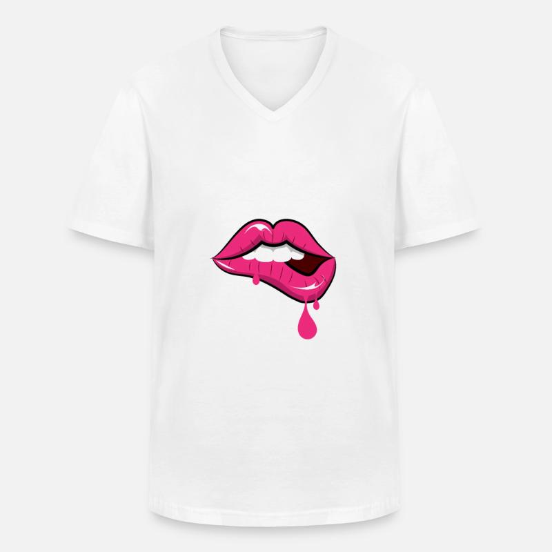 Regenbogen, Botox, Glossy, Lipgloss, Schleimig - Männer-T-Shirt mit V-Ausschnitt - Weiß