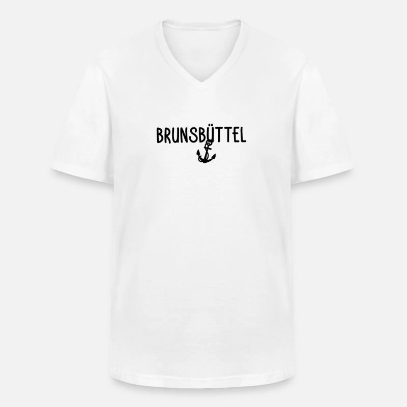 Brunsbüttel - Männer-T-Shirt mit V-Ausschnitt - Weiß