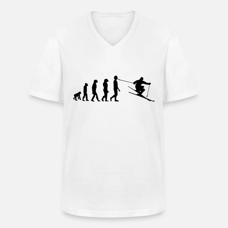 SKI EVOLUTION - Männer-T-Shirt mit V-Ausschnitt - Weiß