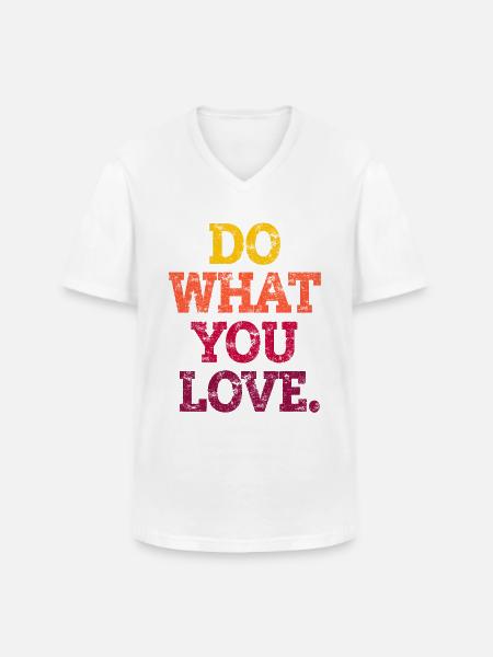 FAIS CE QUE TU AIMES. - T-shirt col V Homme - blanc