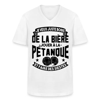 Petanque Gift - Men's V-Neck T-Shirt - white - Front - AI Model Male 185 light (185cm)