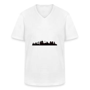 Lissabon Skyline - Männer-T-Shirt mit V-Ausschnitt - Weiß - Vorne - AI Model Male 185 light (185cm)