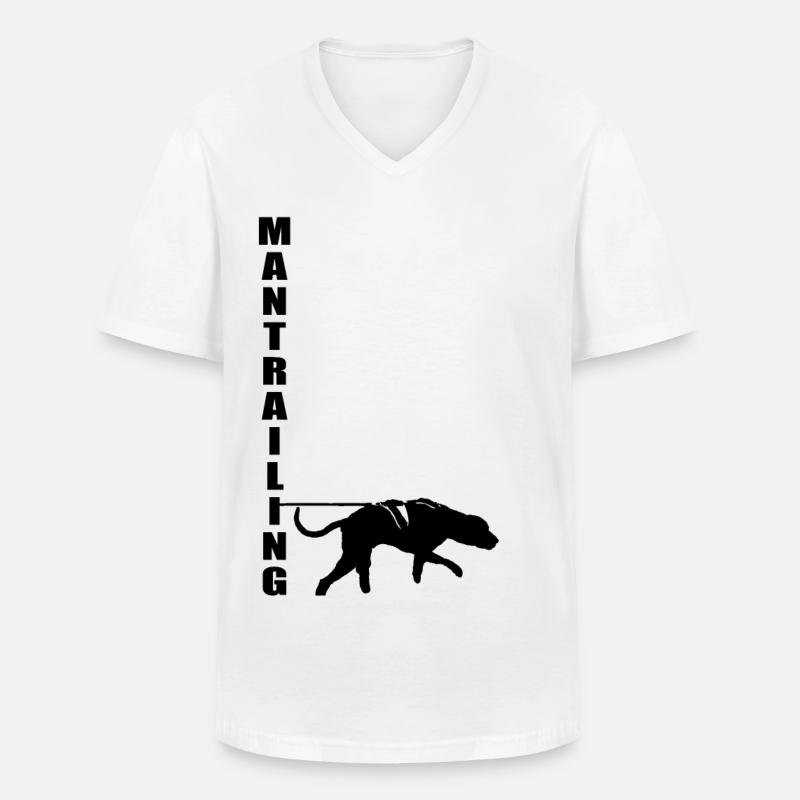 MANTRAILING Black - Männer-T-Shirt mit V-Ausschnitt - Weiß