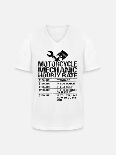 Motorcykel Mechanic Timeløn Mechanic Gift - Klassisk herre T-shirt med V-udskæring - hvid