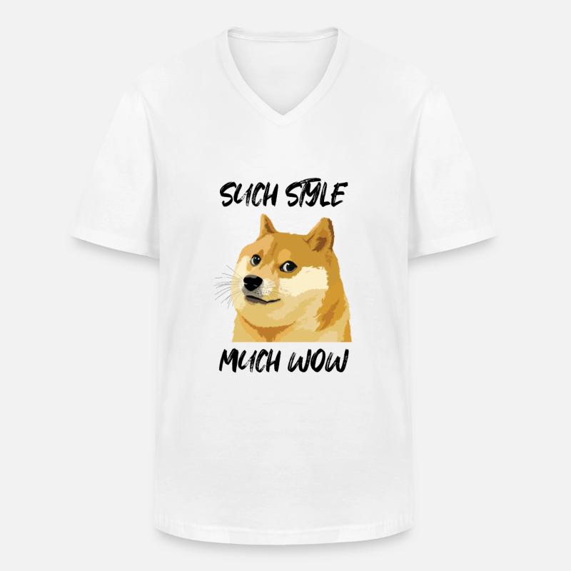 Preoccupazione Doge Meme tale stile molto wow - Maglietta da uomo classica con scollo a V - bianco