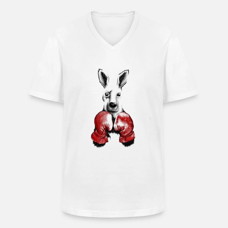 Känguru mit Boxhandschuhen - Männer-T-Shirt mit V-Ausschnitt - Weiß