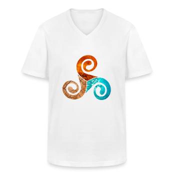 Celtic symbol 3 elements, fire, water and earth - Men's V-Neck T-Shirt - white - Front - AI Model Male 185 light (185cm)