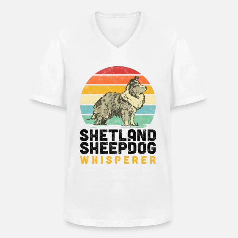 Shetland Sheepdog Flüsterer Sheltie Spruch - Männer-T-Shirt mit V-Ausschnitt - Weiß