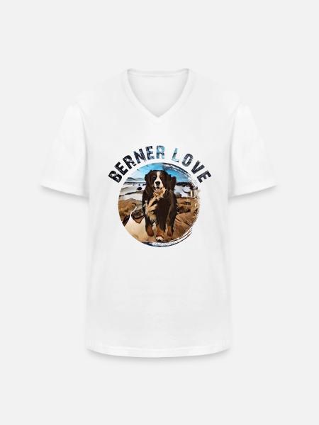 Berner Berghund - Männer-T-Shirt mit V-Ausschnitt - Weiß