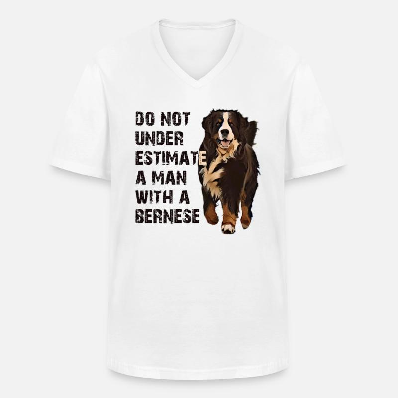 Berner Berghund - Männer-T-Shirt mit V-Ausschnitt - Weiß