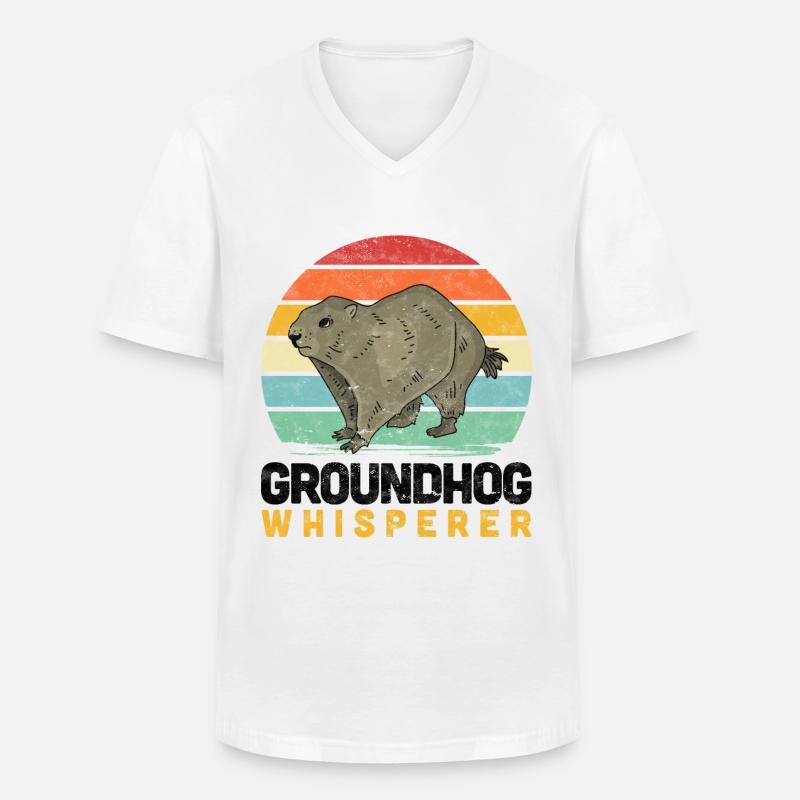Murmeltier Flüsterer lustiger Nagetier Spruch - Männer-T-Shirt mit V-Ausschnitt - Weiß
