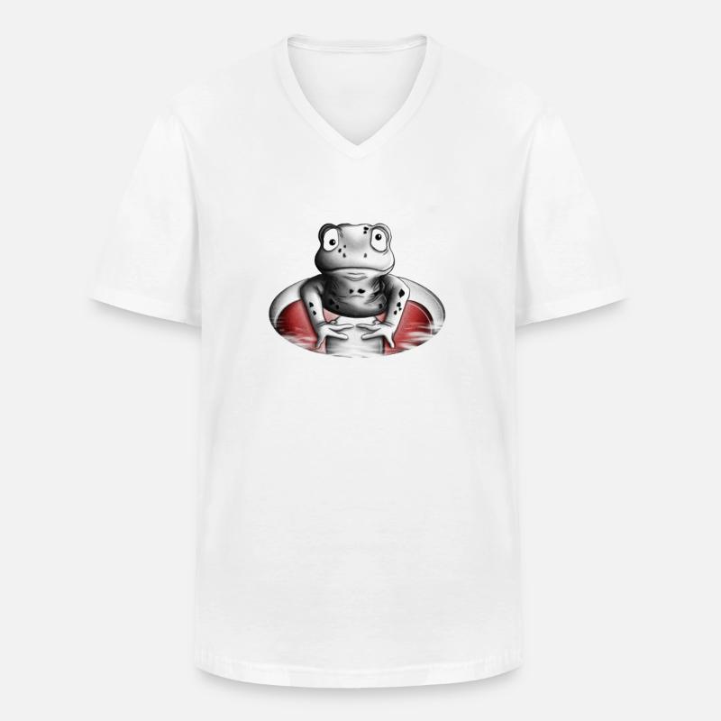 Frosch mit Schwimmring - Männer-T-Shirt mit V-Ausschnitt - Weiß