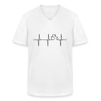 Traktor EKG - Männer-T-Shirt mit V-Ausschnitt - Weiß - Vorne - AI Model Male 185 light (185cm)