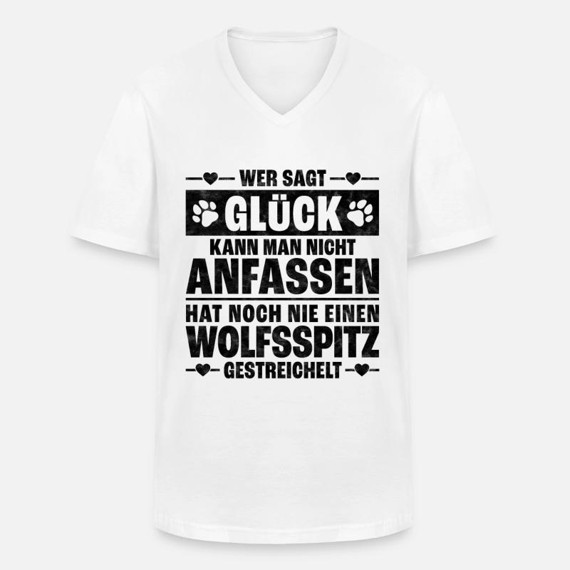 Wolfsspitz Schutzengel deutscher Spitz Spruch - Männer-T-Shirt mit V-Ausschnitt - Weiß