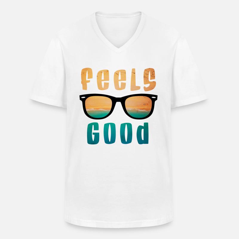 Feels good - Männer-T-Shirt mit V-Ausschnitt - Weiß