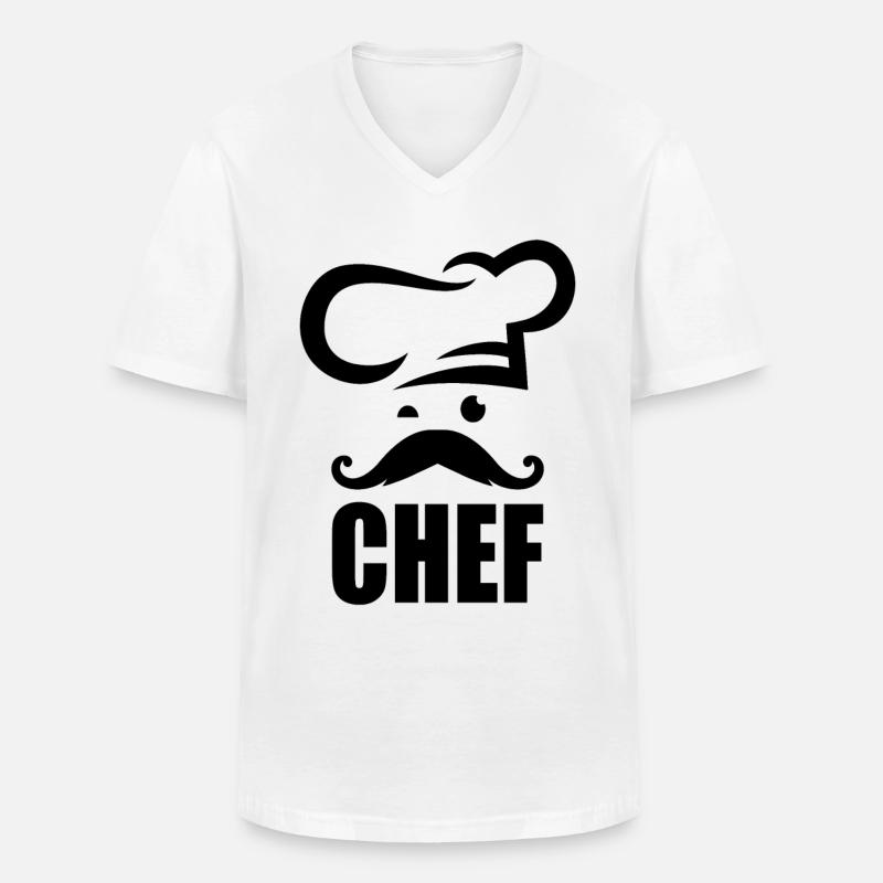 Chefkoch - Koch mit Schnurrbart - Männer-T-Shirt mit V-Ausschnitt - Weiß