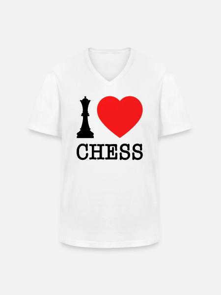 Échecs I Love Chess Black Dame J’aime Les échecs - T-shirt col V Homme - blanc