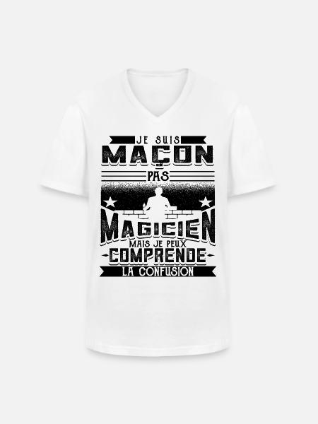 Maçon Maçonnerie Drôle - T-shirt col V Homme - blanc