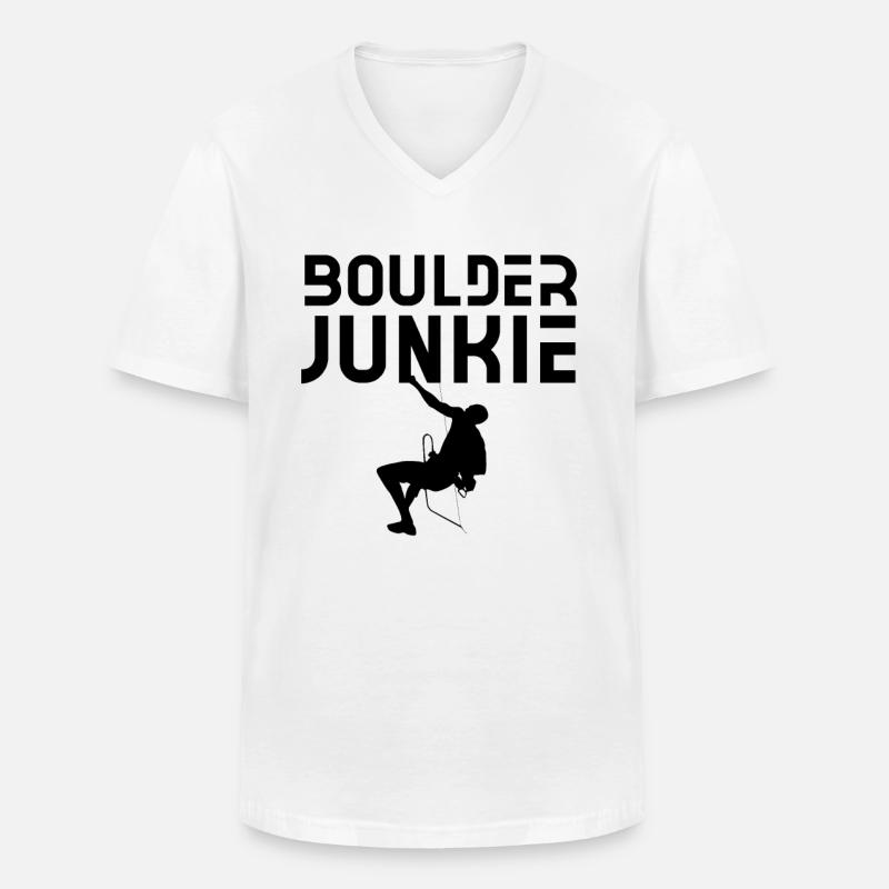 Boulder Junkie Bouldern Bouldererin Boulderer - Männer-T-Shirt mit V-Ausschnitt - Weiß