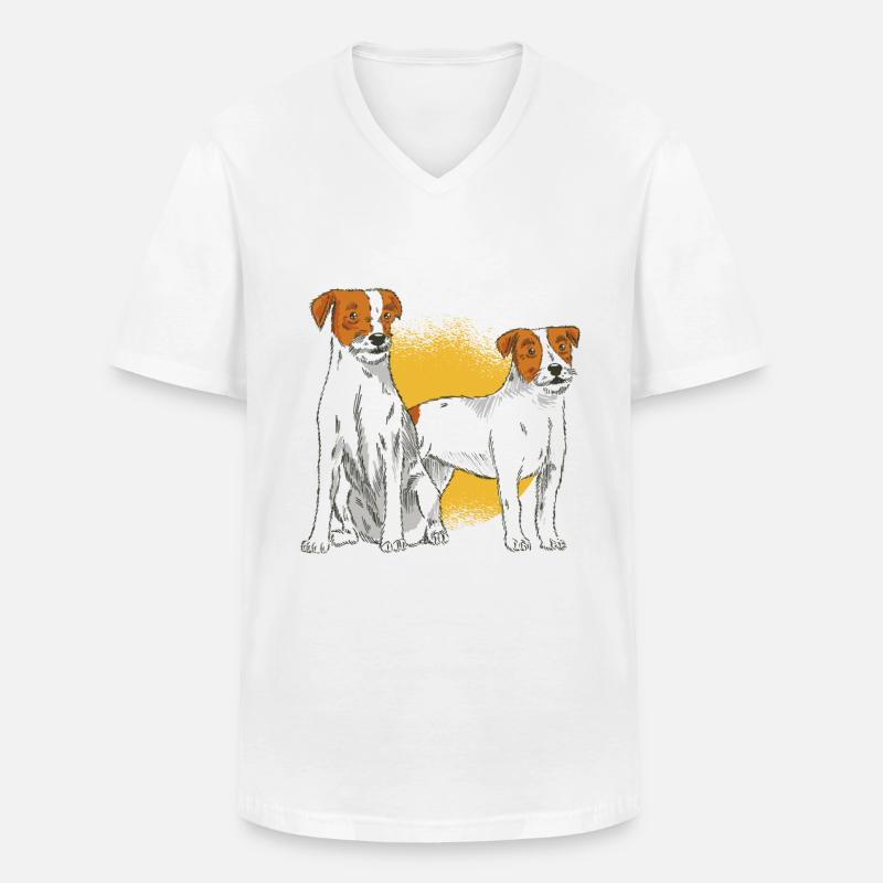 Parson Russell Terrier - Männer-T-Shirt mit V-Ausschnitt - Weiß