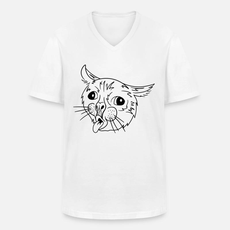 Hässliches Hustende Katze Meme - Männer-T-Shirt mit V-Ausschnitt - Weiß