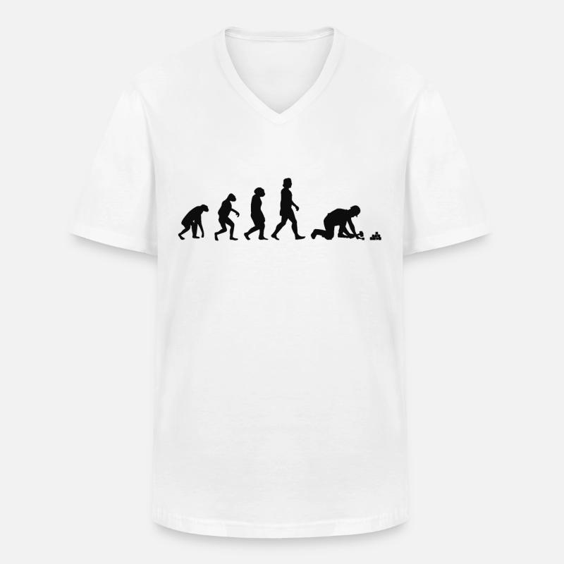 Pflasterer Evolution Steinetzer Pflastersetzer - T-shirt col V Homme - blanc