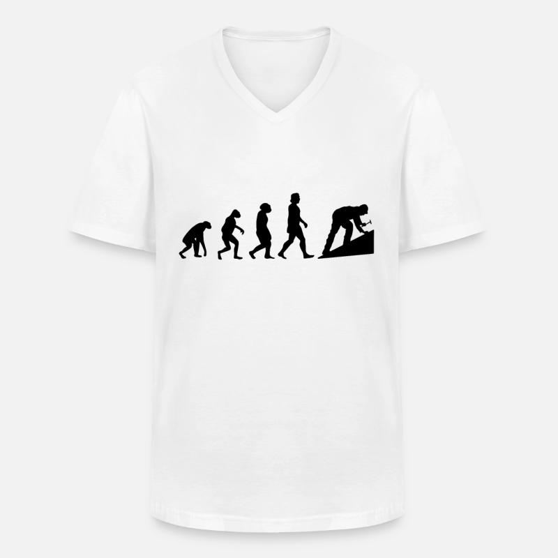 Dachdecker Evolution Hausdach Dachziegel Dach - Männer-T-Shirt mit V-Ausschnitt - Weiß