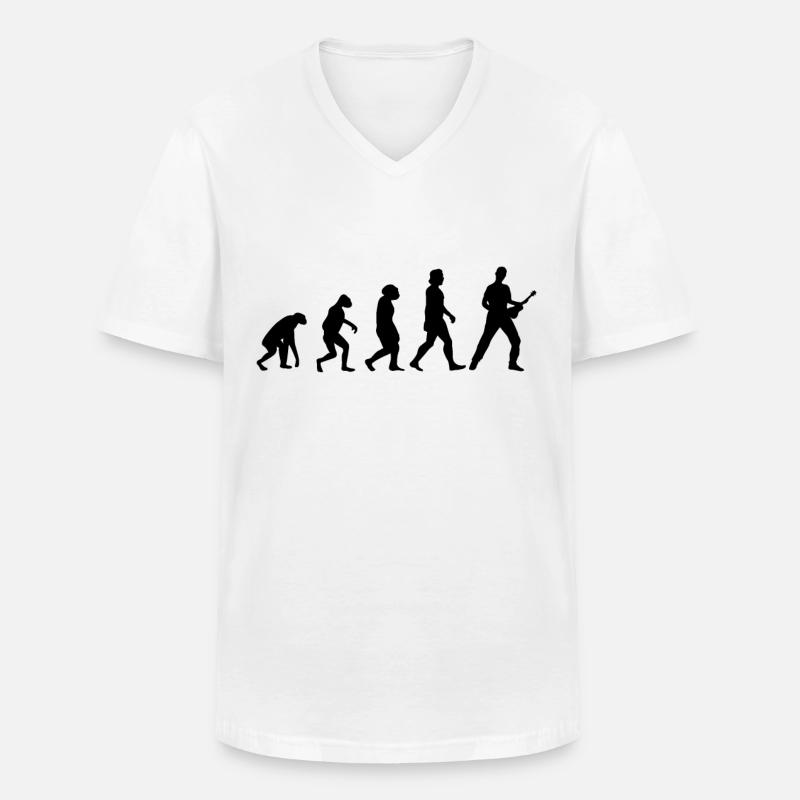 Ukulele Evolution Ukulelenspieler - Männer-T-Shirt mit V-Ausschnitt - Weiß